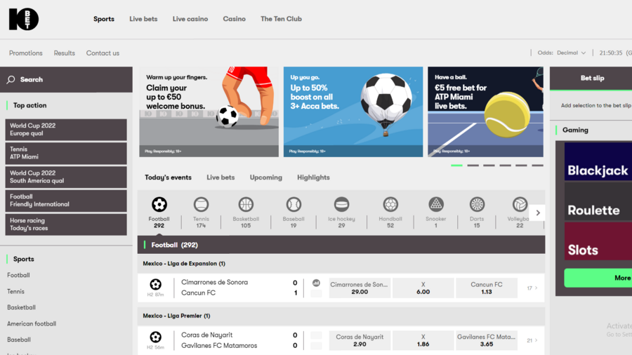 10Bet Review screenshot