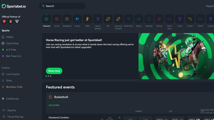 Sportsbet.io screenshot