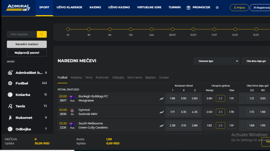 AdmiralBet Serbia screenshot