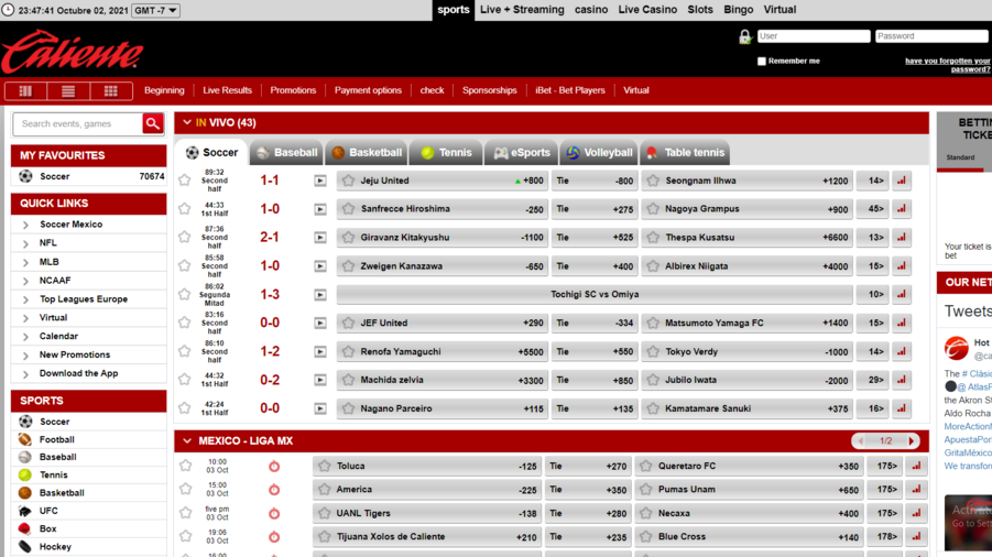 Caliente Sports screenshot