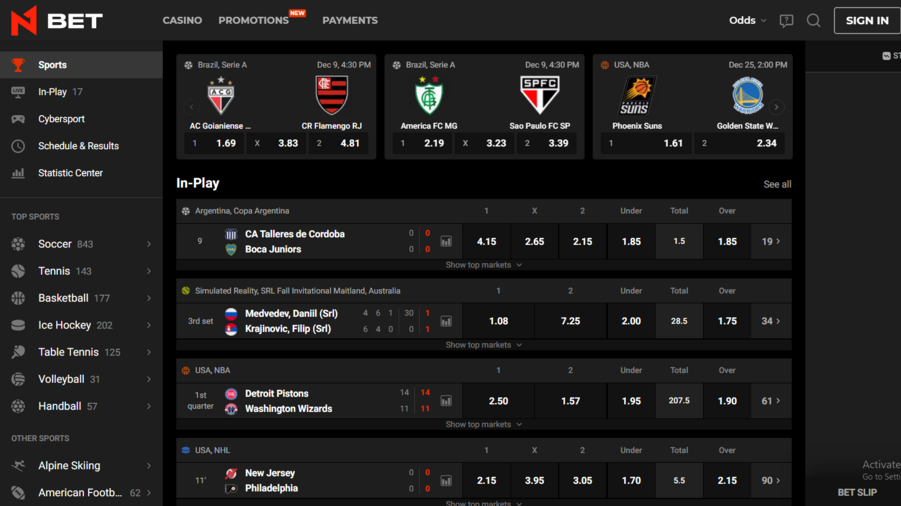 N1Bet screenshot