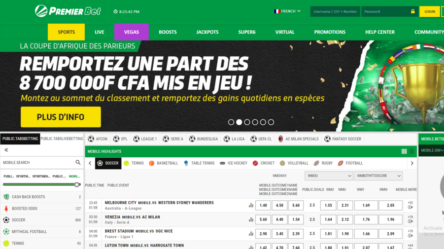 PremierBet screenshot